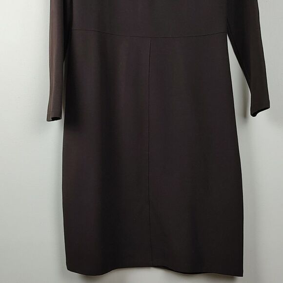 J. Crew Brown V-neck Ponte Knit Long Sleeve Dress Size 8 - Picture 7 of 11